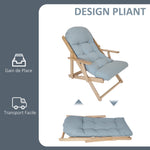 Fauteuil Chaise de Salon Pliable et inclinable en Bois Fauteuil Relax Confortable avec Coussin capitonné épais