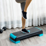 Stepper aérobic fitness hauteur réglable 3 niveaux surface antidérapante 78 x 28 x 20 cm noir et bleu