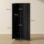 Hoher Küchenschrank, Küchenschrank mit 2 Türen und verstellbaren Einlegeböden, moderner Stil, 59 x 31 x 155 cm, Schwarz