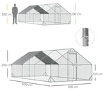 Enclos poulailler chenil volière extérieur 18 m² - Parc grillagé dim. 6L x 3l x 2H m Acier galvanisé