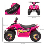 Quad électrique pour enfants 18-36 mois véhicule à batterie 6V avec marche avant et arrière 72 x 40 x 45,5 cm rose