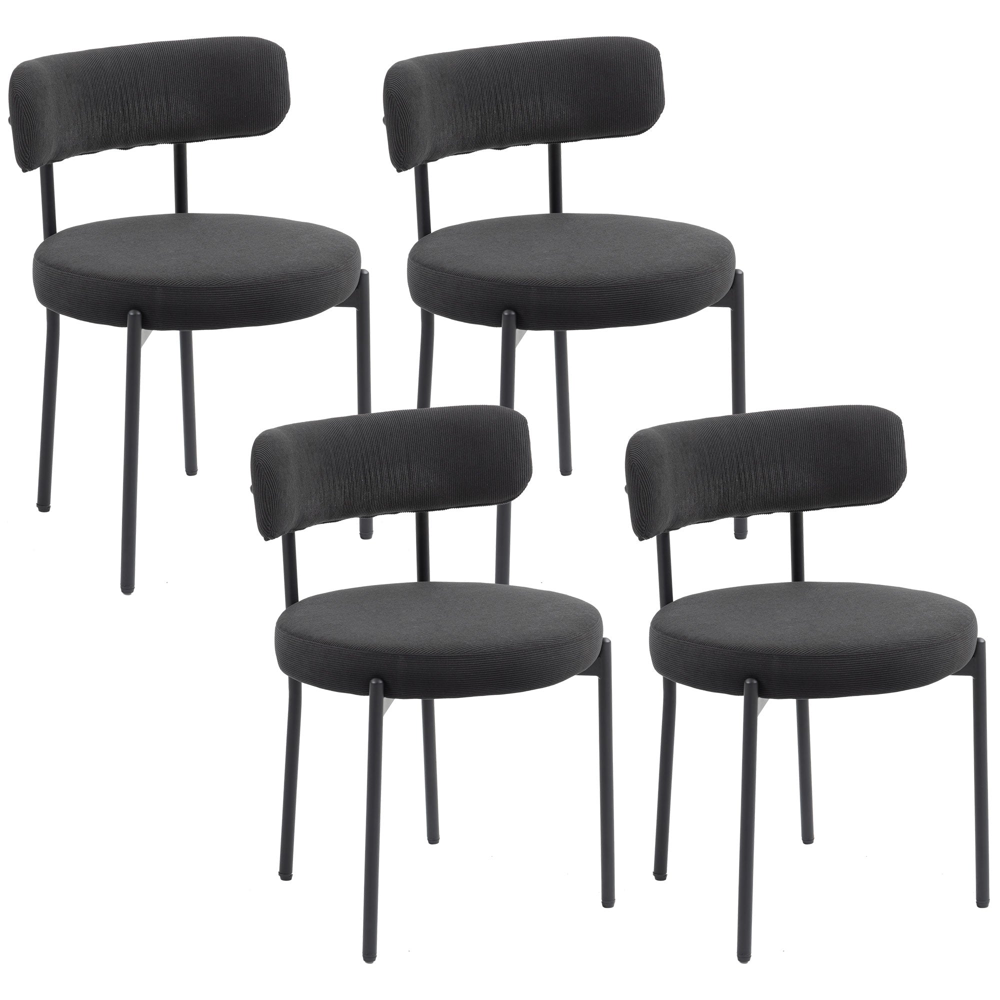 Lot de 4 chaises de salle à manger avec dossier en tissu pieds en acier 51 x 51 x 76 cm noir