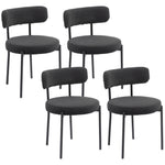 Lot de 4 chaises de salle à manger avec dossier en tissu pieds en acier 51 x 51 x 76 cm noir