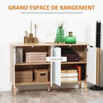 Buffet bas meuble de rangement 2 placards 4 portes motif chevrons étagères réglables 120 x 35 x 77,4 cm blanc