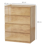 Commode 4 tiroirs meuble de rangement sans poignées design minimaliste 60 x 40 x 80 cm naturel