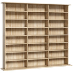 Meuble de rangement 1032 CDs / 594 DVDs, étagère multimédia, 24 compartiments et 18 étagères ajustables, chêne
