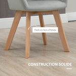 Lot de 2 chaises de salle à manger Fauteuil Assise rembourrée en tissu effet velours Pieds en bois, gris