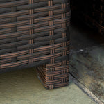 Table Basse de Jardin Plateau Verre trempé 5 mm rotin tressé 85 x 50 x 39cm Max. 50 kg Marron