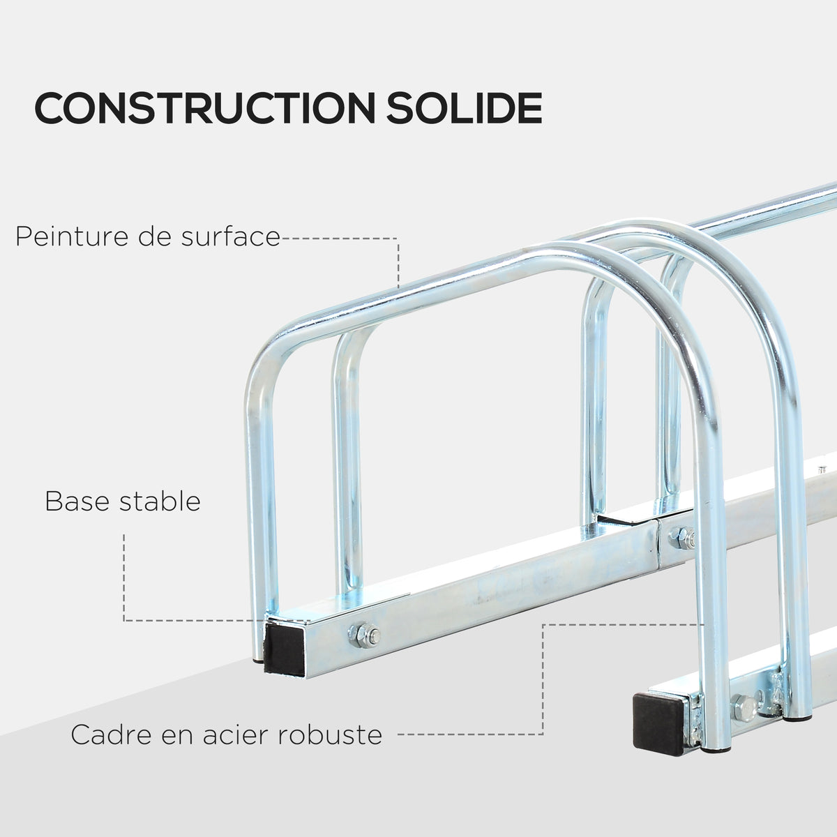 Râtelier 4 vélos dim. 110L x 33l x 27H cm acier galvanisé argent