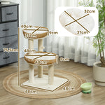 Arbre à chat arbre à grimper hauteur de 75,5 cm avec deux lits pour chat en rotin griffoirs coussins lavables beige