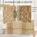 Paravent intérieur en bois séparateur de pièce cloison pliable 8 panneaux 320 x 170 cm bois naturel