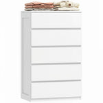 Commode 5 tiroirs meuble de rangement sans poignées design minimaliste 60 x 39 x 100 cm blanc