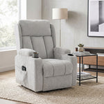 Fauteuil Releveur Électrique Massage et Chauffage, Fauteuil Relax Électrique en Chenille, Appui-tête Pliable, Gris Clair
