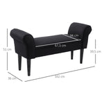 Banc Entrée Bout de Lit Rembourré pour Chambre à Coucher, Tissu à Voile, 102 x 36 x 51 cm, Noir