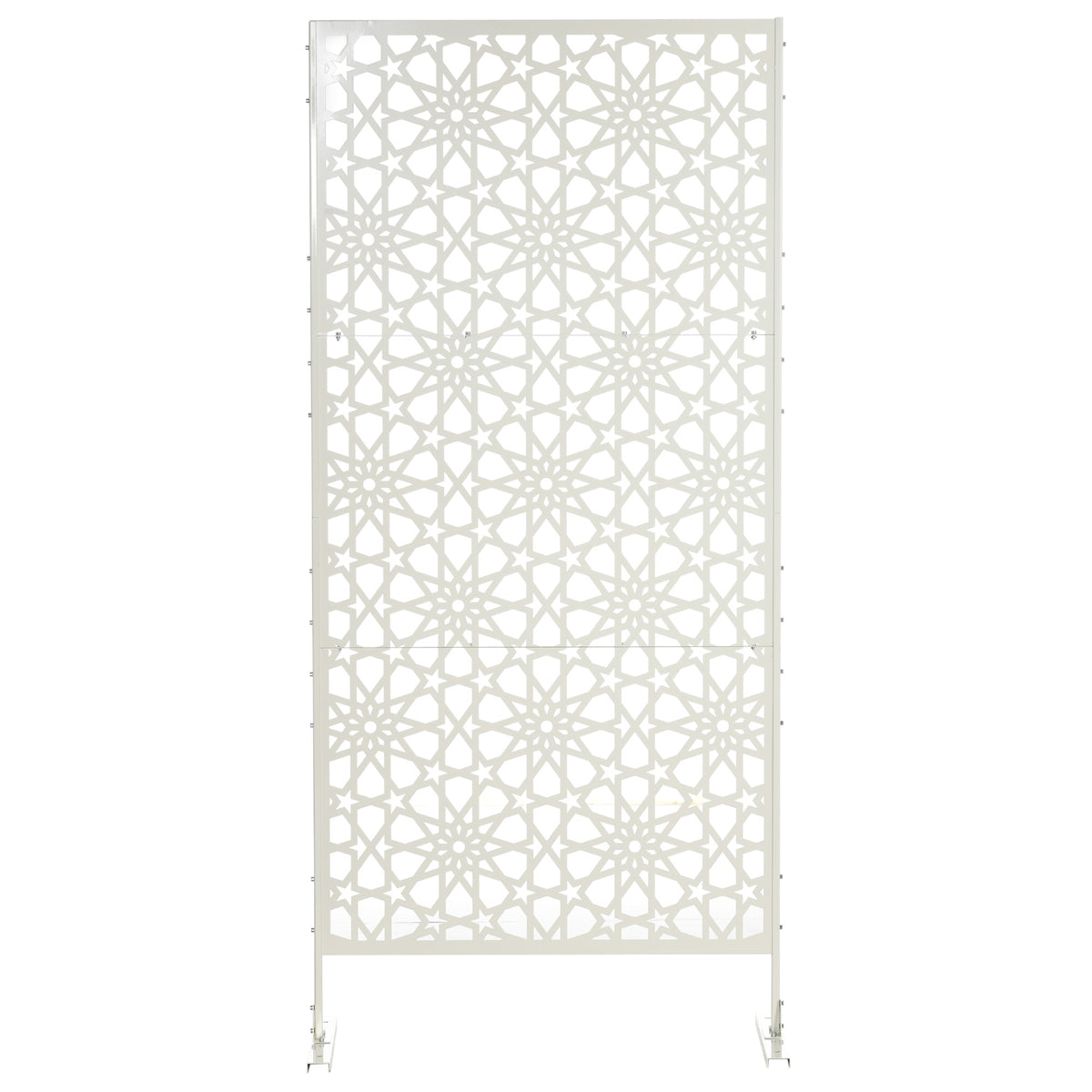 Panneau brise vue décoratif extérieur blanc à motif en métal - 92 x 45 x 198 cm