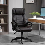Fauteuil de bureau massant  fauteuil bureau ergonomique grand confort hauteur réglable fonction dossier à bascule revêtement synthétique brun