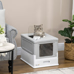 Maison de toilette pour chat pliable double porte battante et supérieure pelle fourni 47,5 x 35,5 x 36,7 cm gris