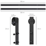 200 CM Rail porte coulissante quincaillerie de porte coulissante en acier au carbone capacité de charge 90 kg - noir