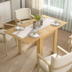 Table à manger extensible rectangle pour 4 à 6 personnes, table de cuisine 70-140 cm, patins en feutre, bois naturel