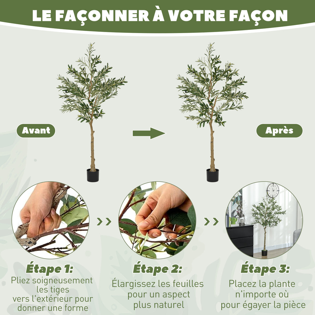 Olivier artificiel 150 cm plante artificielle intérieur, fausse plante décoration pour maison, bureau, salon, chambre