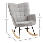 Fauteuil à bascule rocking chair revêtement bouclette structure en acier 71 x 98 x 101 cm Gris clair