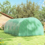 Serre de Jardin Tunnel 18 m² dim. 6L x 3l x 2H m - 8 fenêtres, Porte zippée Enroulable - châssis Tubulaire Acier galvanisé, bâche PE Haute densité Vert