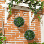 Lote de 2 bolas topiarias artificiales, plantas decorativas falsas resistentes a los rayos UV, Ø 27 cm, violeta y verde