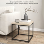 Lot de 2 tables gigognes tables basses carrées tables de salon cadre en acier et plateaux en panneaux de particules