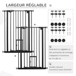 Lot de 2 barrières de sécurité animaux de 104H cm avec système de double verrouillage sans percage de 74 à 80 cm