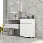 Meuble de rangement pour salle de bain sur pied placard 2 portes 1 tiroir, étagère régable, blanc laqué