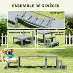 Dog agility training equipment 3-piece solid wood dog agility kit gray