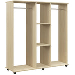 Arropa-armairua, Biltegiratzeko altzari mugikorra, 6 gurpil, 120L x 40l x 128H cm, egur naturala