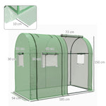 Serre de jardin 1,8 m² dim. 1,85L x 0,9l x 1,5H m 2 Portes zippées déroulantes 4 fenêtres enroulables Acier PE Vert