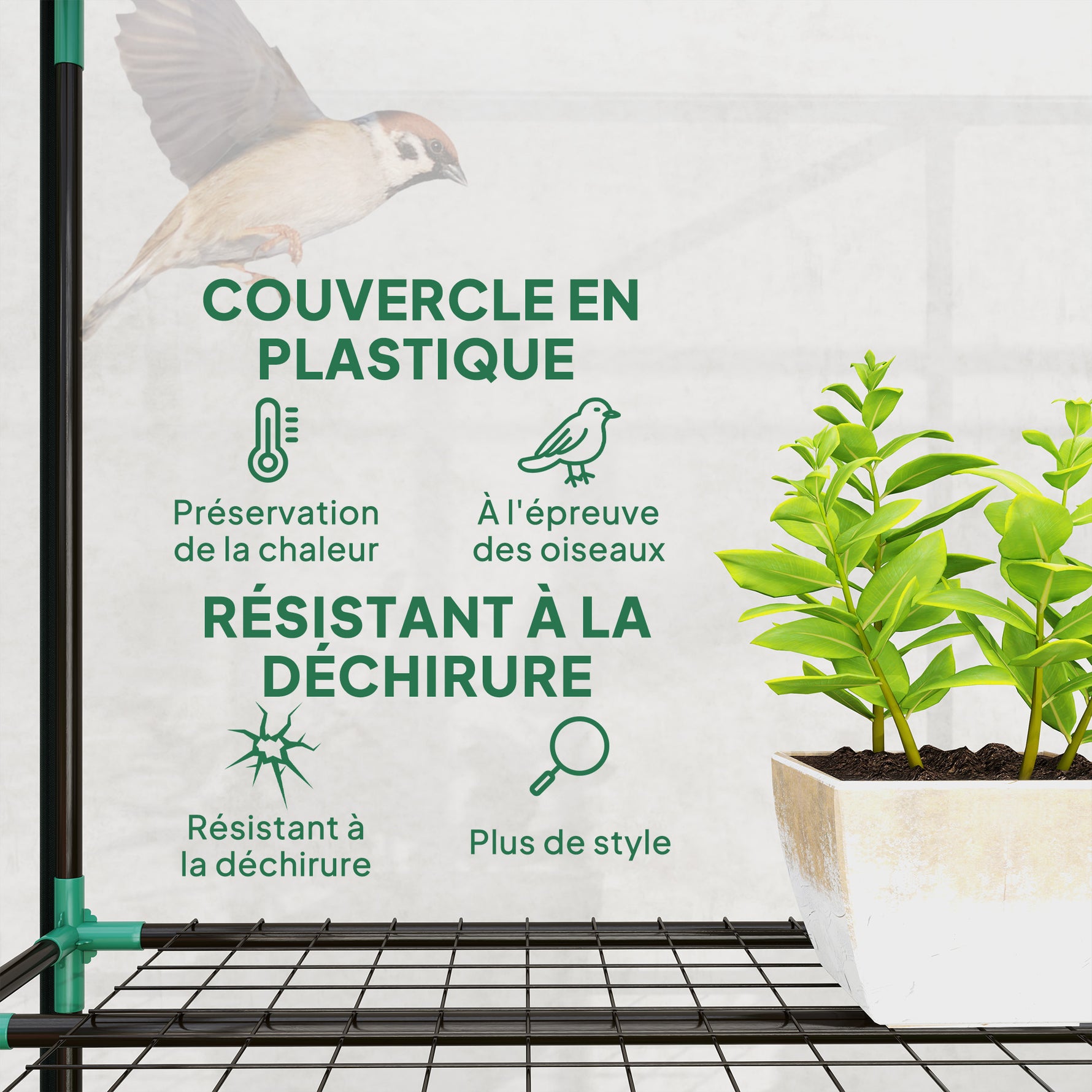 Serre de jardin avec étagères à 3 niveaux serre de balcon 3 portes enroulables zippées 215 x 46 x 151 cm transparent