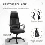 Chaise bureau ergonomique, fauteuil de bureau en maille, appui-tête, hauteur réglable, 64 x 55 x 116-126 cm, noir