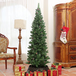 Albero di Natale artificiale 180 cm, albero di Natale slim con supporto in acciaio pieghevole, 618 rami, verde