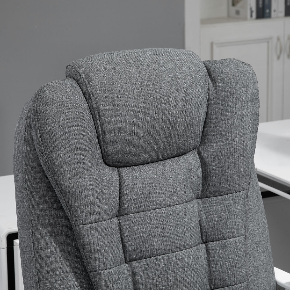 Fauteuil de bureau manager chaise pour ordinateur avec repose-pied dossier inclinable accoudoirs rembourrés en lin gris