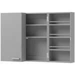 Armoire à pharmacie murale, armoire à médicaments avec double porte verrouillable 2 clés, 53x20x53cm, gris