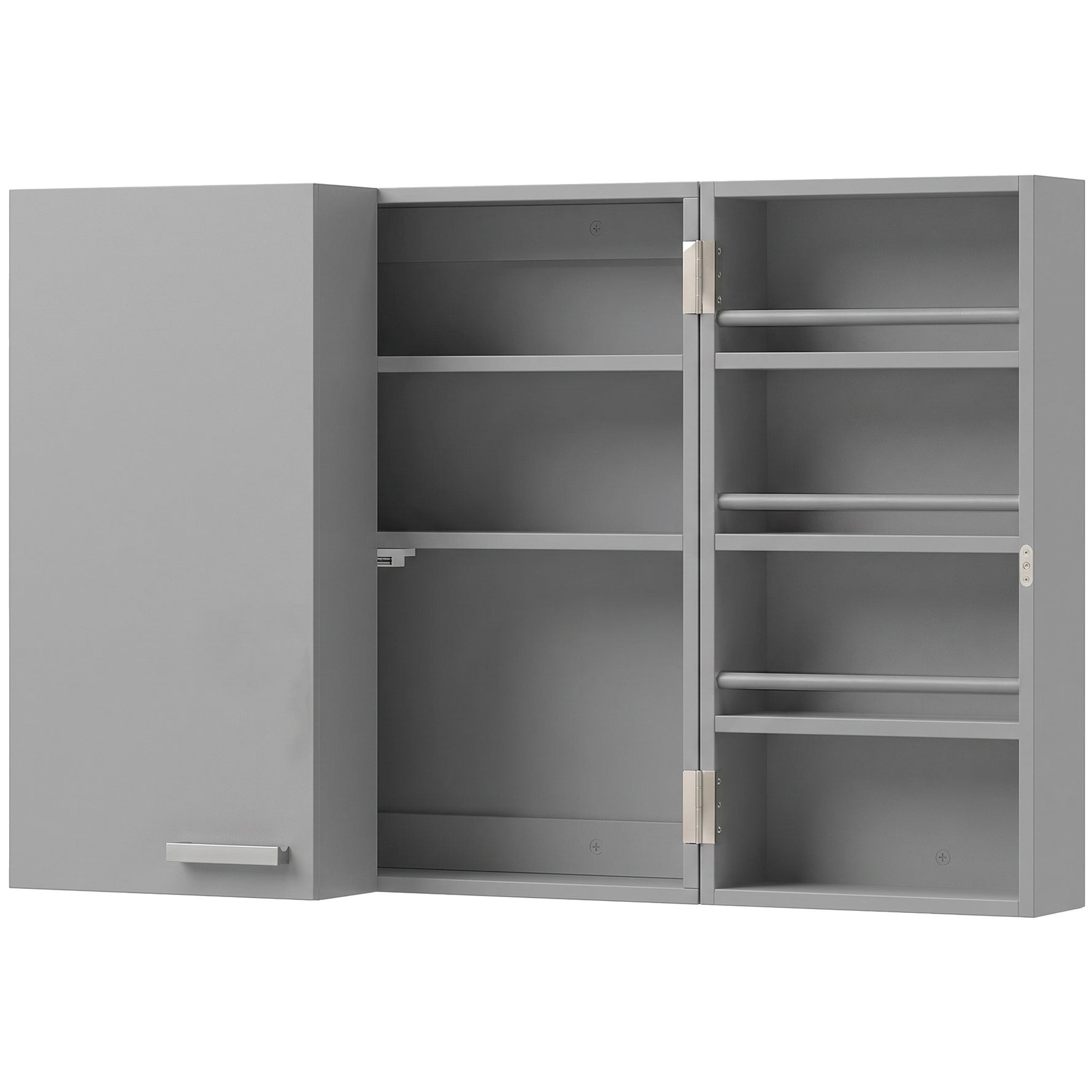 Armoire à pharmacie murale, armoire à médicaments avec double porte verrouillable 2 clés, 53x20x53cm, gris