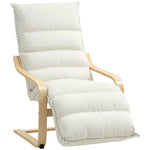 Fauteuil salon, fauteuil d'appoint rembourré en velours, repose-pieds réglable et structure en acier, 67x93x105cm, crème