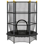 Trampoline Enfant Ø 1,40 × 1,90H m Filet de sécurité Porte zipée Couvre-Ressorts 6 poteaux rembourrés Inclus Noir