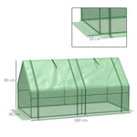 Mini Serre de Jardin Mini Serre Tunnel 180L x 90l x 90H cm Toit Pointu Acier PE Haute Densité 140 g/m² Anti-UV Fenêtres avec Zip Enroulables Vert