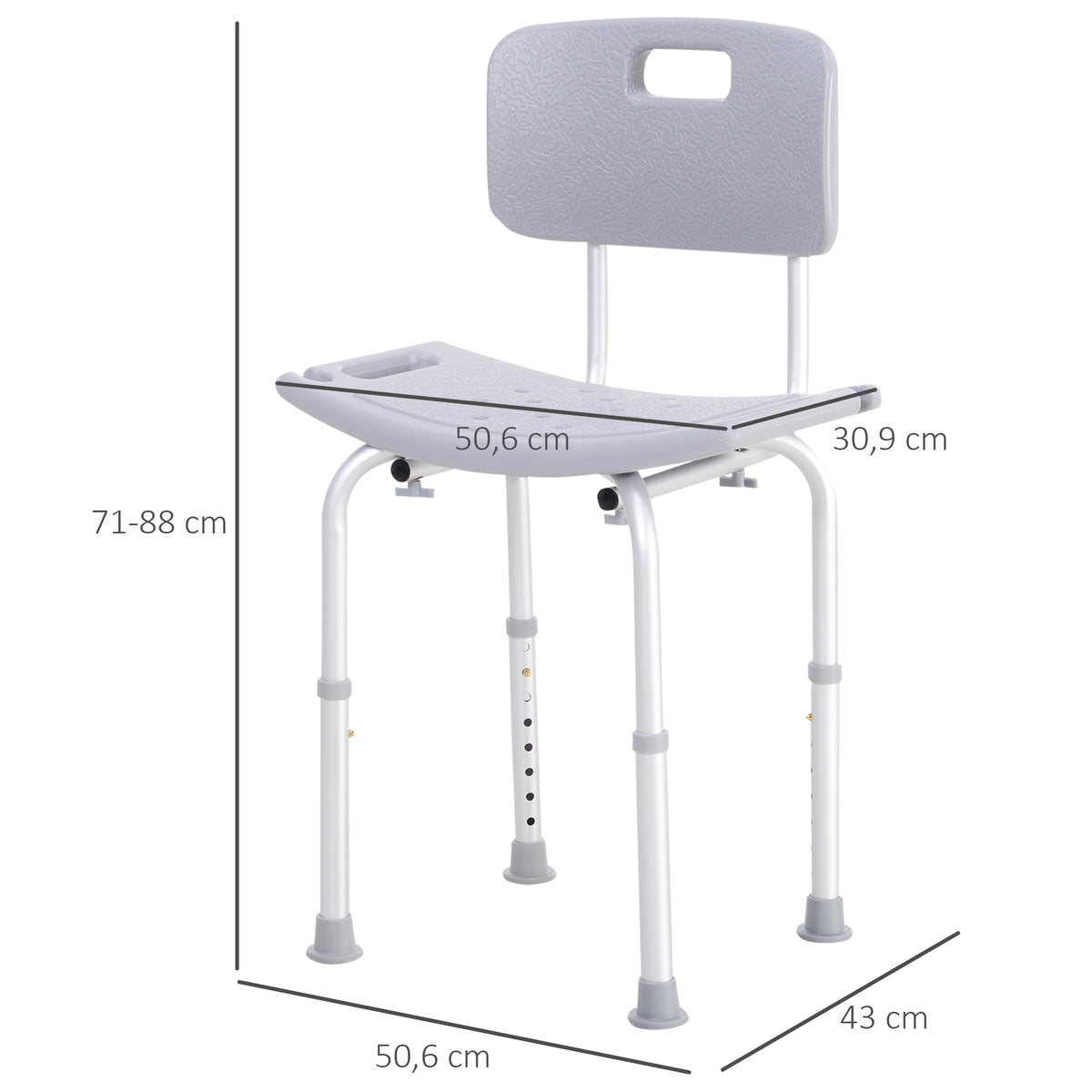 Chaise de Douche siège de Douche Ergonomique Hauteur réglable Pieds antidérapants Charge Max. 136 Kg alu HDPE