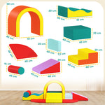Parcours motricité bébé 10PCS, module motricité bébé en mousse EPE avec housse en revêtement PU, multicolore