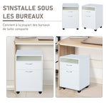 Caisson de bureau rangement bureau sur roulettes tiroir placard niche panneaux particules blanc