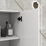 Meuble colonne de salle de bain 2 placards avec étagères réglables + 2 niches 30 x 30 x 181,5 cm blanc