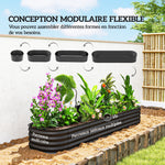 Jardinière carré potager de jardin en acier galvanisé modulable pour légumes plantes fleurs, 240 x 62 x 30 cm gris foncé-3