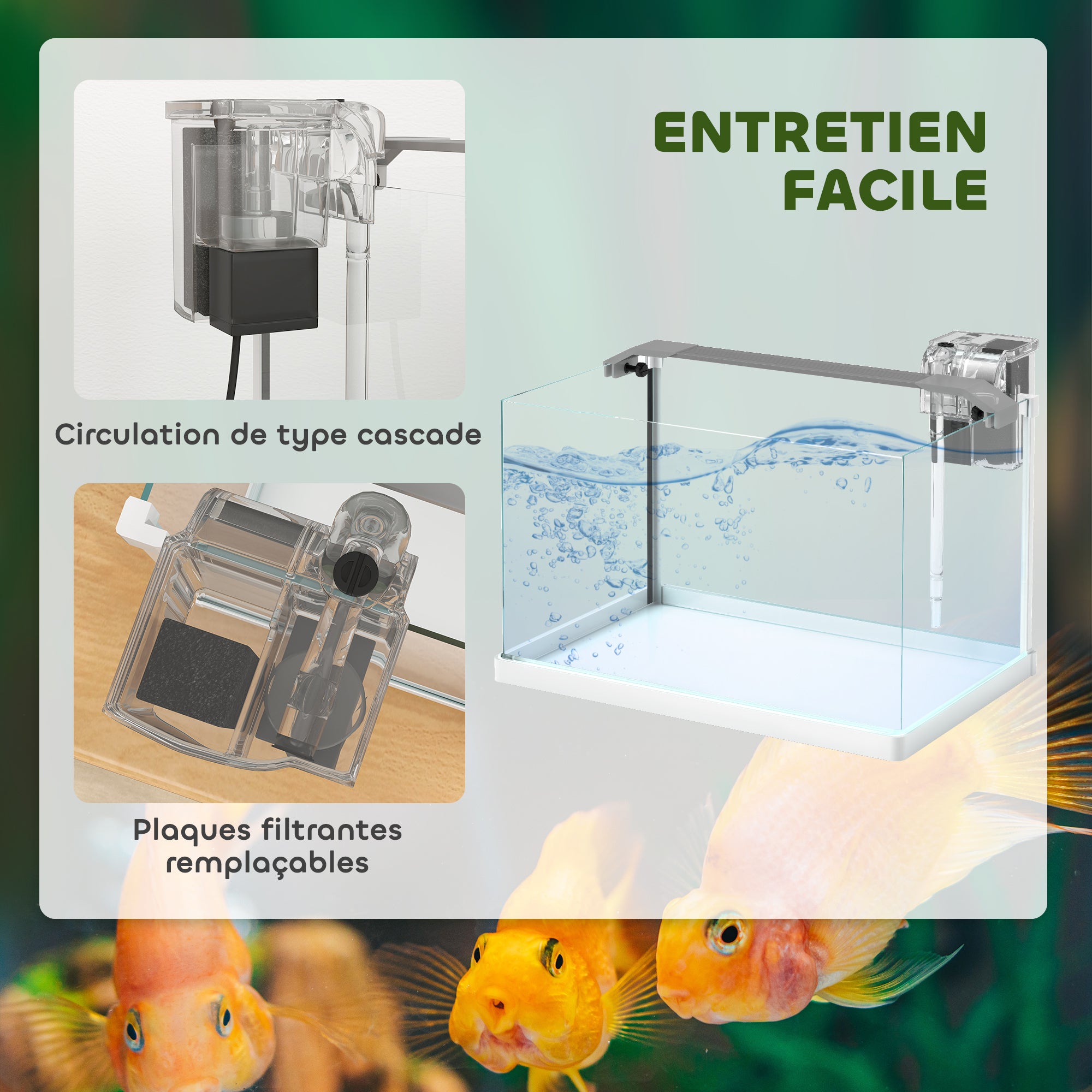 Aquarium en verre avec lumières LED aquarium de 20L pompe à filtre 38 x 26 x 27 cm blanc