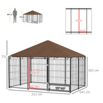 Chenil extérieur pour Chiens en acier et Tissu Oxford Support gamelle et Toit résistant aux intempéries Espace spacieux-2