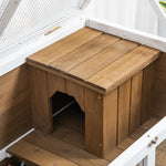 Cage à lapin clapier sur roulettes petit enclos animaux en bois massif 2 étages toit ouvrant 91,5 x 53,3 x 73 cm marron
